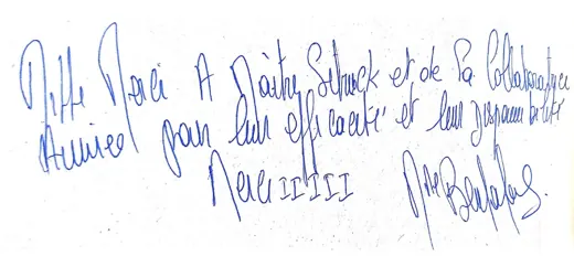 Note manuscrite : … Merci à Maître Sitruck et de sa collaboratrice Annie pour leur efficacité et leur dispon…
